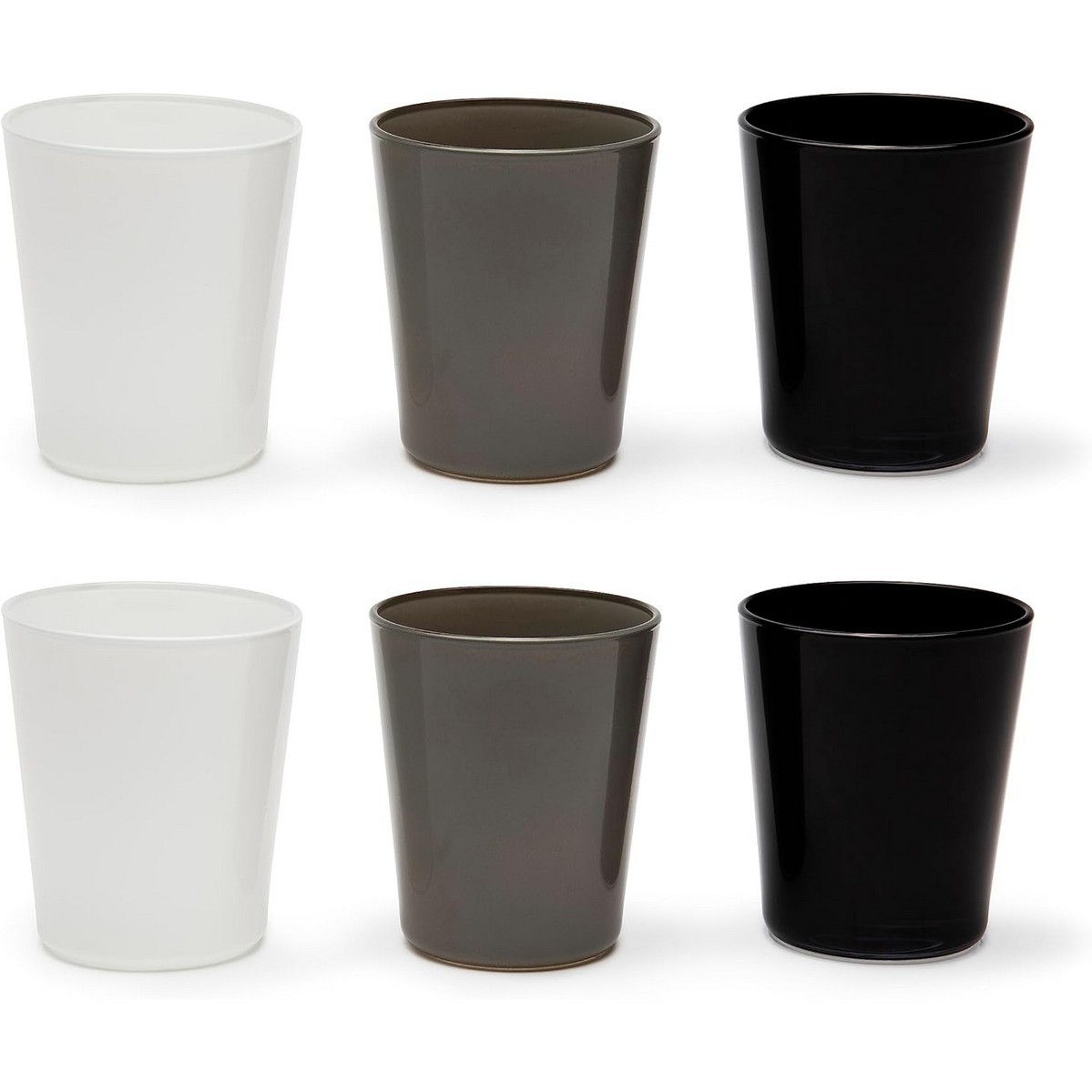 Excelsa Portofino Set of 6 Glasses, White/Black/Grey, 30 Cl., Blown Glass
